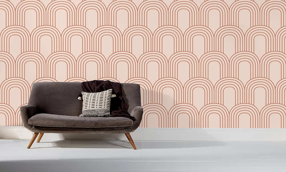 Retro terracotta arch geometric design in medium size in a living room 