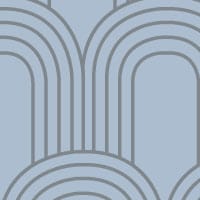 Blue art deco retro wallpaper in a living room