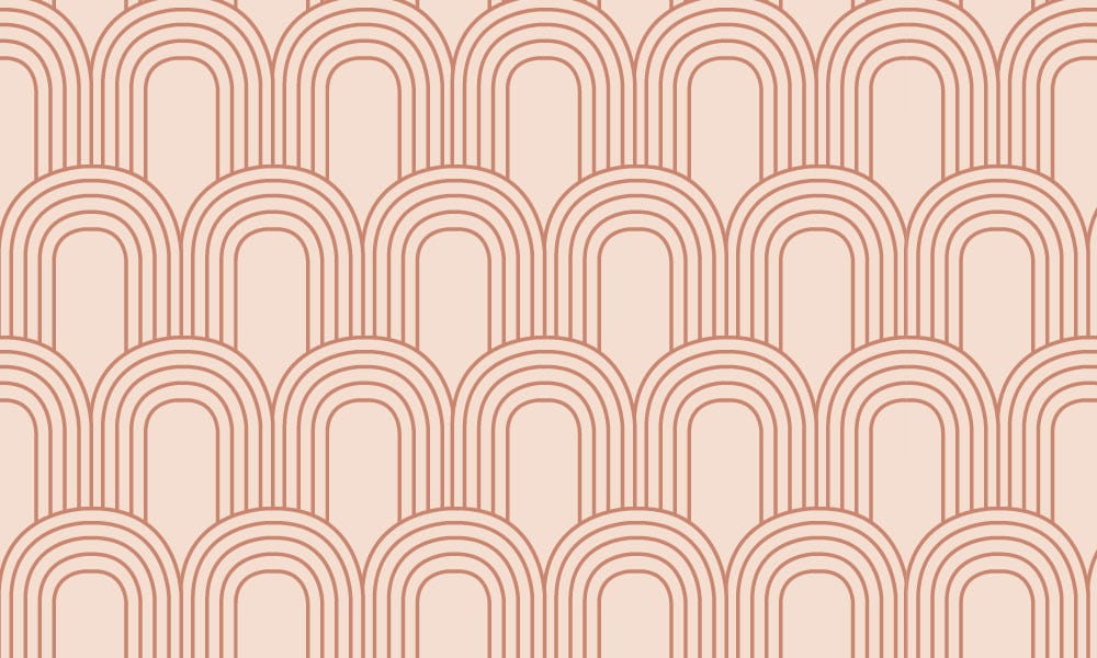 Pastel pink background with terracotta arch pattern wallpaper design