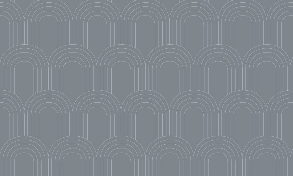 Bold stone blue arch-shaped patterened retro wallpaper design