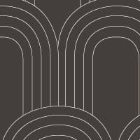 Dark grey bold retro wallpaper design in a bedroom 
