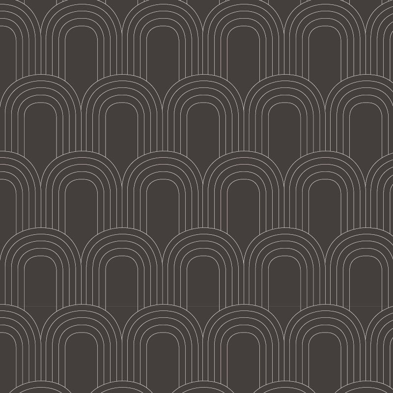 Dark grey bold retro wallpaper design in a bedroom 