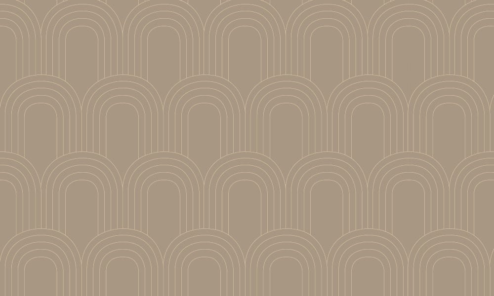 Retro-style wallpaper in taupe arch pattern