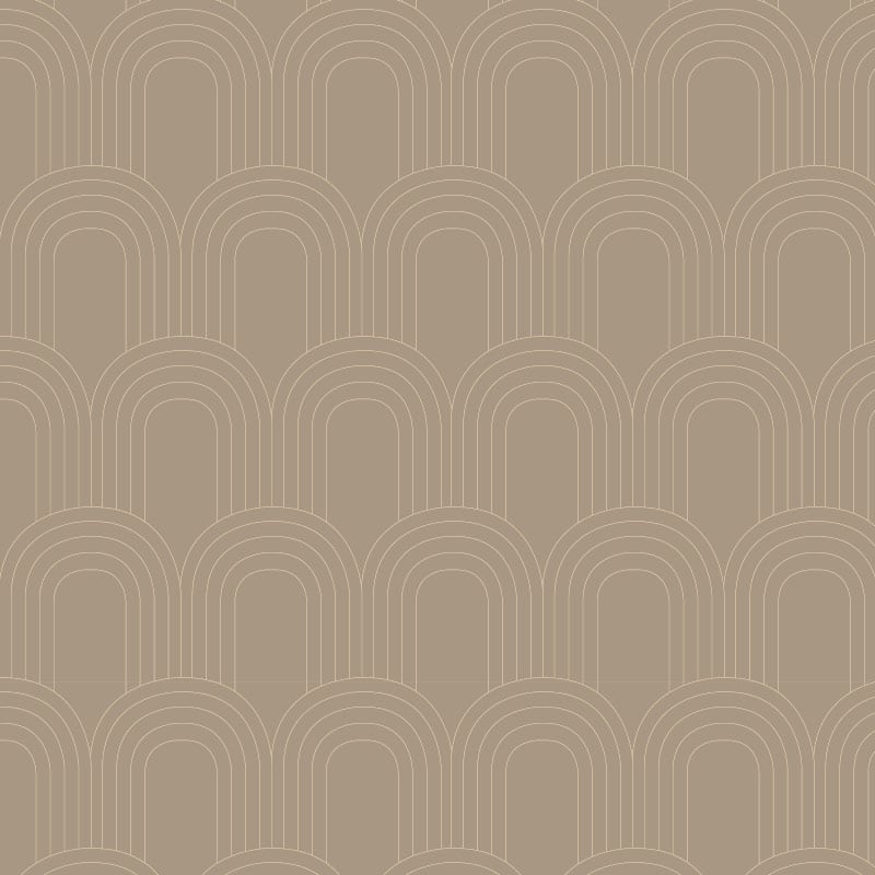 Neutral arch-shaped wallpaper design in taupe colour