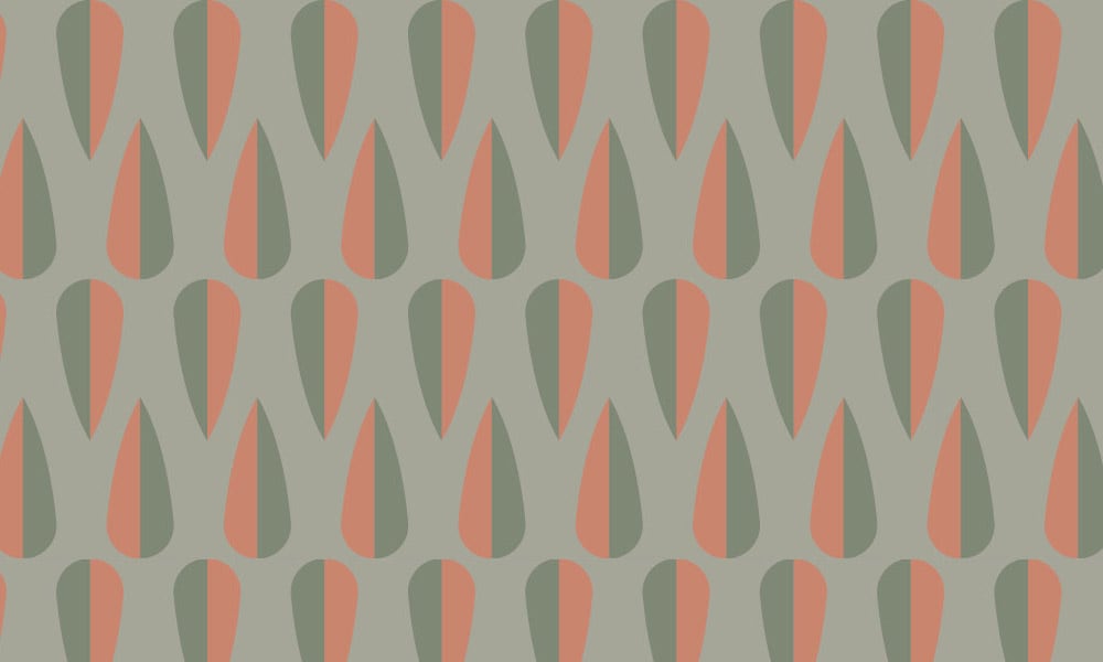 Retro arrowhead wallpaper design in green and orange colour palette