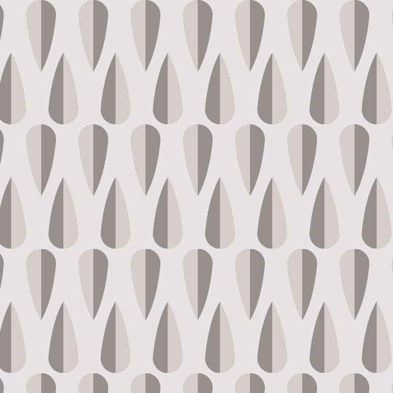 Retro arrow shaped pattern wallpaper in grey tones in a living room 