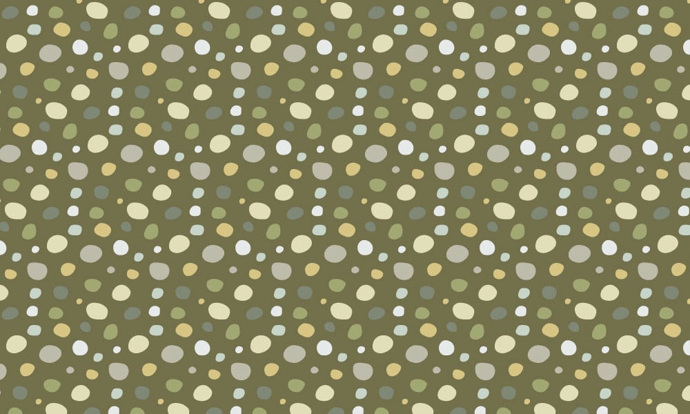 Playful dotty wallpaper design in an olive green colour palette