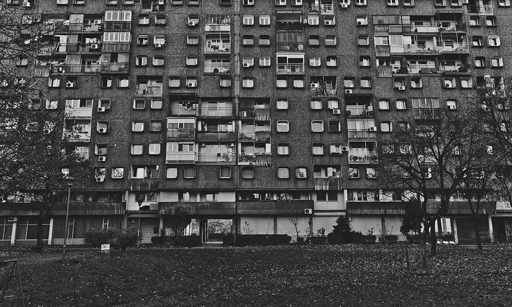 Concrete block of flats urban style wall mural