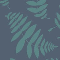 Navy leafy wallpaper in a scandi style bedroom