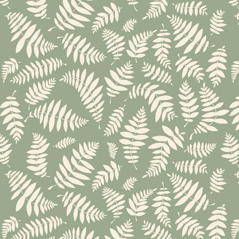 Leafy green wallpaper design in a minimalist bedroom setting