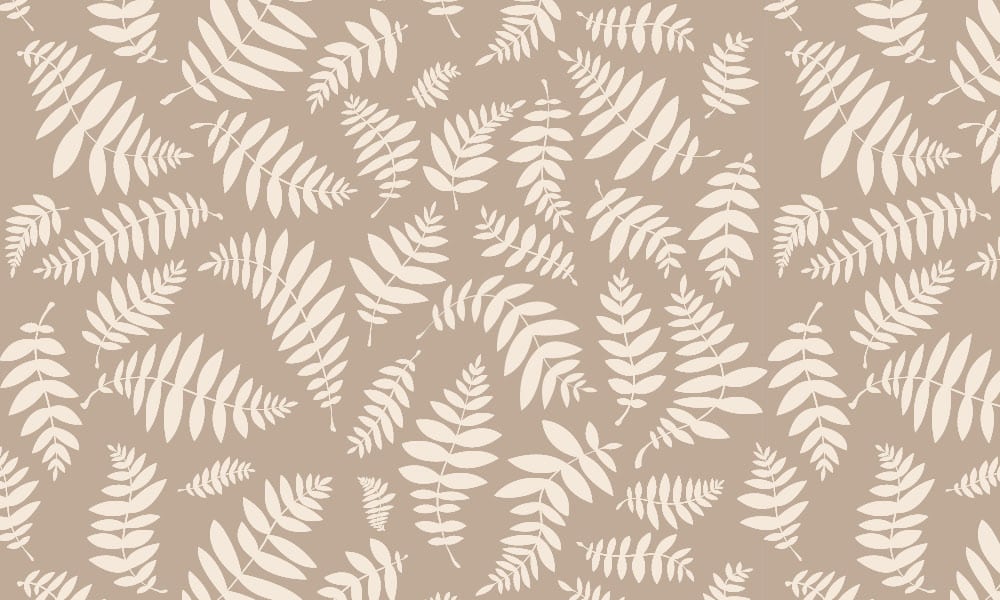Neutral leafy Bracken Fern Taupe wallpaper design 