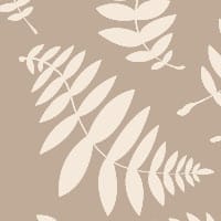 Neutral bedroom leafy wallaper pattern in minimal bedroom with plant 