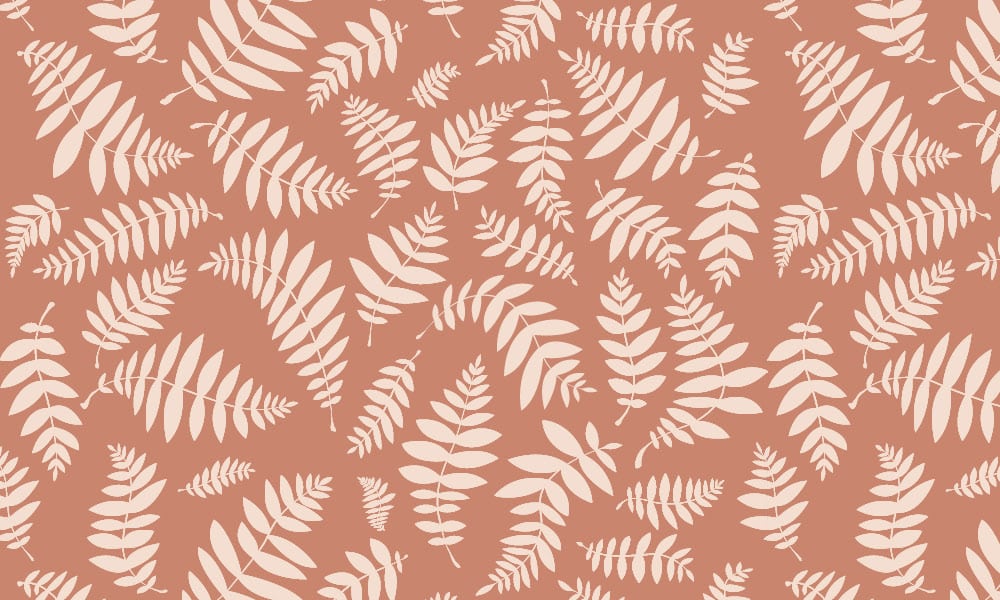 Botanical leafy Bracken Fern Rust wallpaper design 