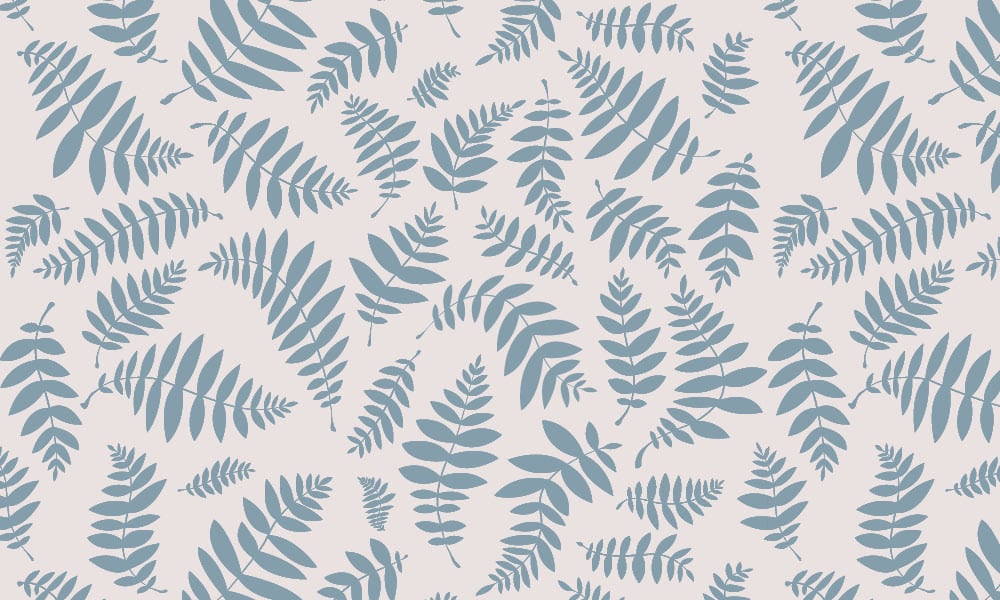 Nature-themed blue leafy wallpaper design
