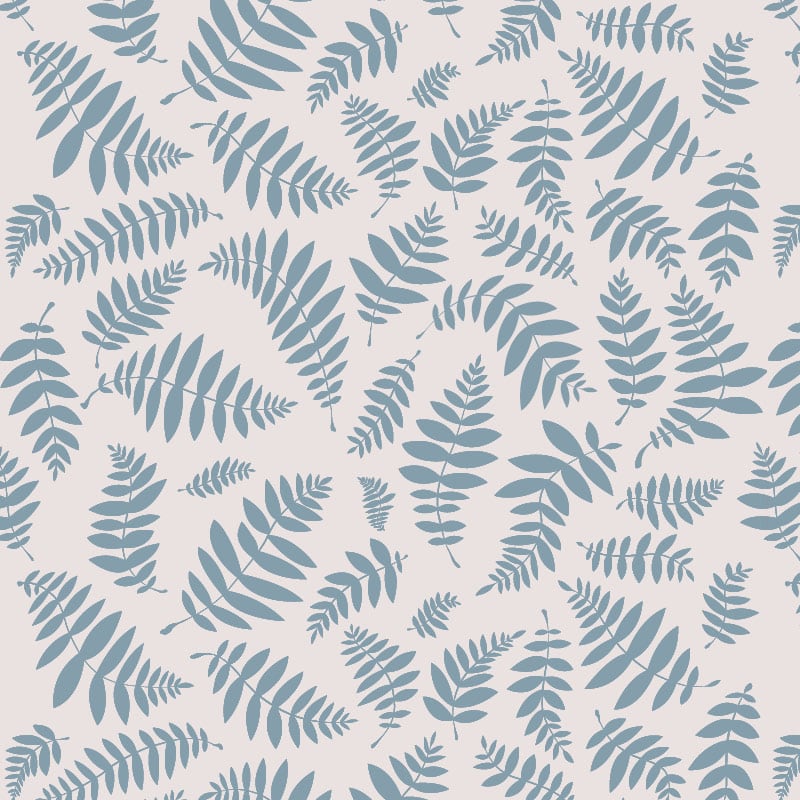 Blue leaf nature-themed wallpaper in a living space