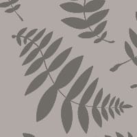 Contemporary dark grey leaf pattern wallpaper design in room with bookcase