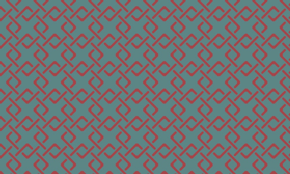 Modern teal and red geometric chainlink wallpaper design