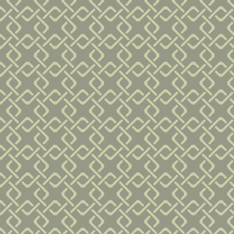 Modern sage green geometric link pattern wallpaper in a living room