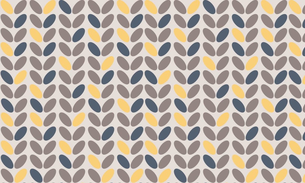 Grey, navy and yellow coffee bean wallpaper design
