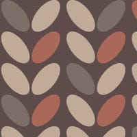 Coffee bean wallpaper design in a rich earthy colour palette with grey chair