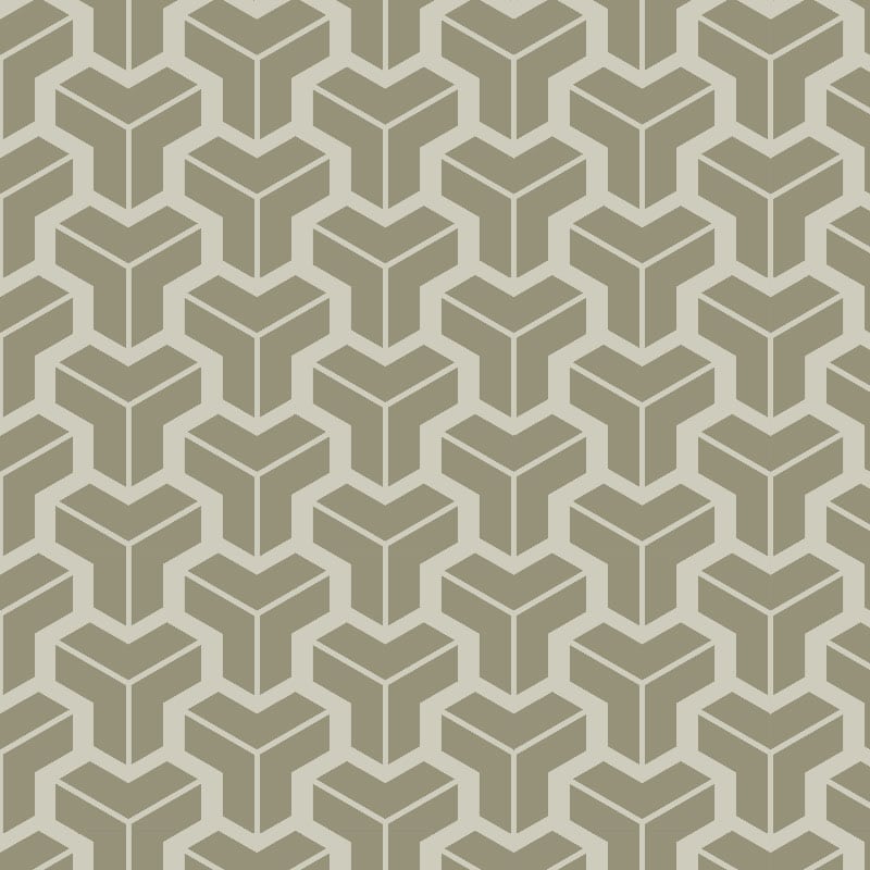 Geometric olive green wallpaper design in a lounge