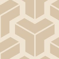 Neutral geometric wallpaper design in a living space with grey chair