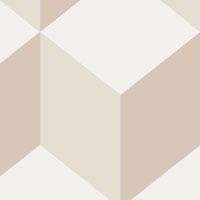 Living room with beige wall mural in a geometric design with grey sofa