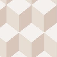 Neutral geometric wallpaper in a living space with grey sofa