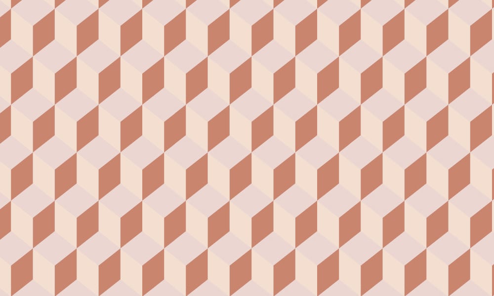 Orange and pastel cube-shaped wallpaper design