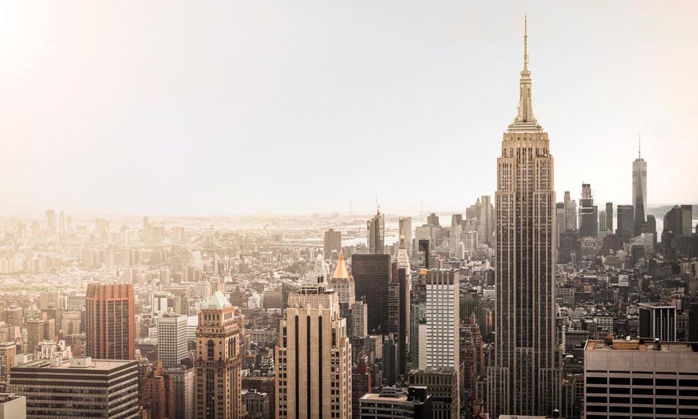 New york cityscape with empire state building in sepia style