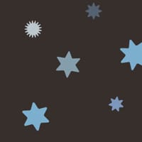 Starry wallpaper in a child's bedroom with black background and blue stars