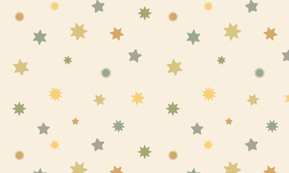Star wallpaper with a neutral background and green and yellow stars