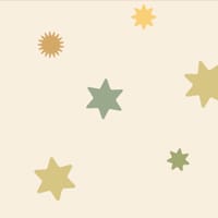 Starry night sky with a neutral background and green and yellow stars