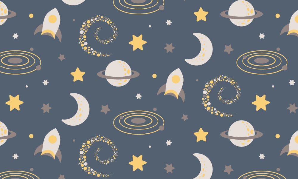 Navy and yellow kid's bedroom wallpaper 
