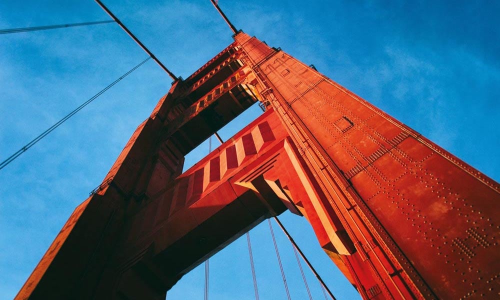 Abstract image of San Francisco's golden gate bridge blue sky