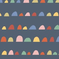 Navy wallpaper with pastel hump pattern in child's bedroom with teepee tent