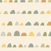 Neutral wallpaper with green and yellow hump pattern in a child's bedroom with teepee tent