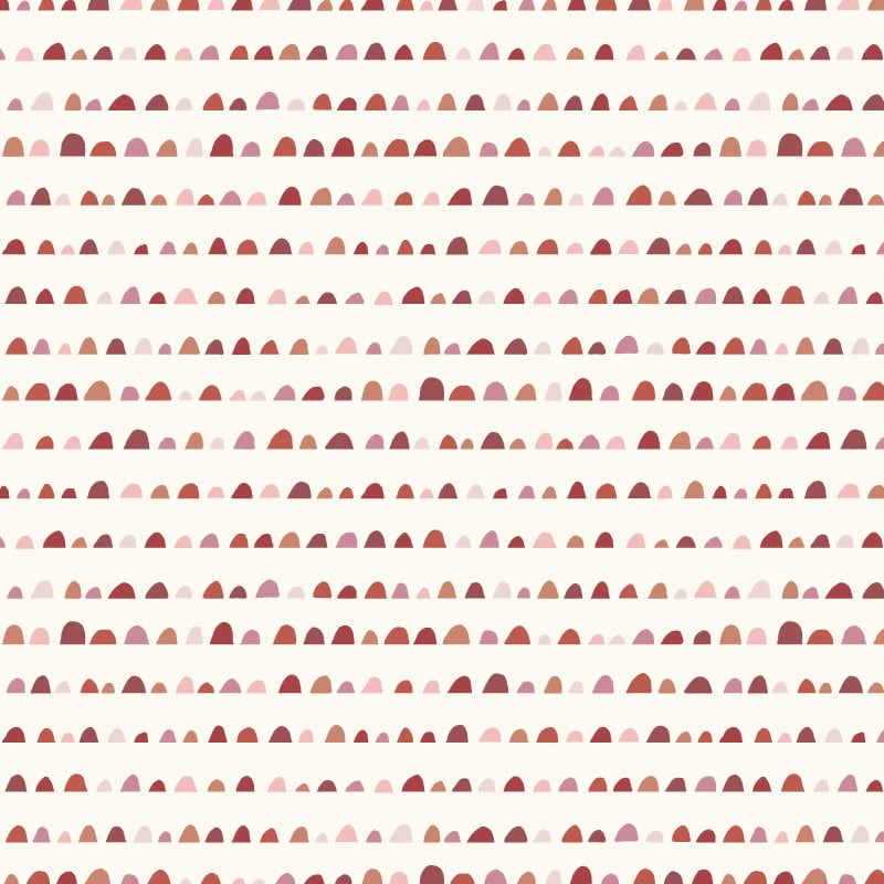 Light and bright kid's bedroom wallpaper with humps pattern in red and pink