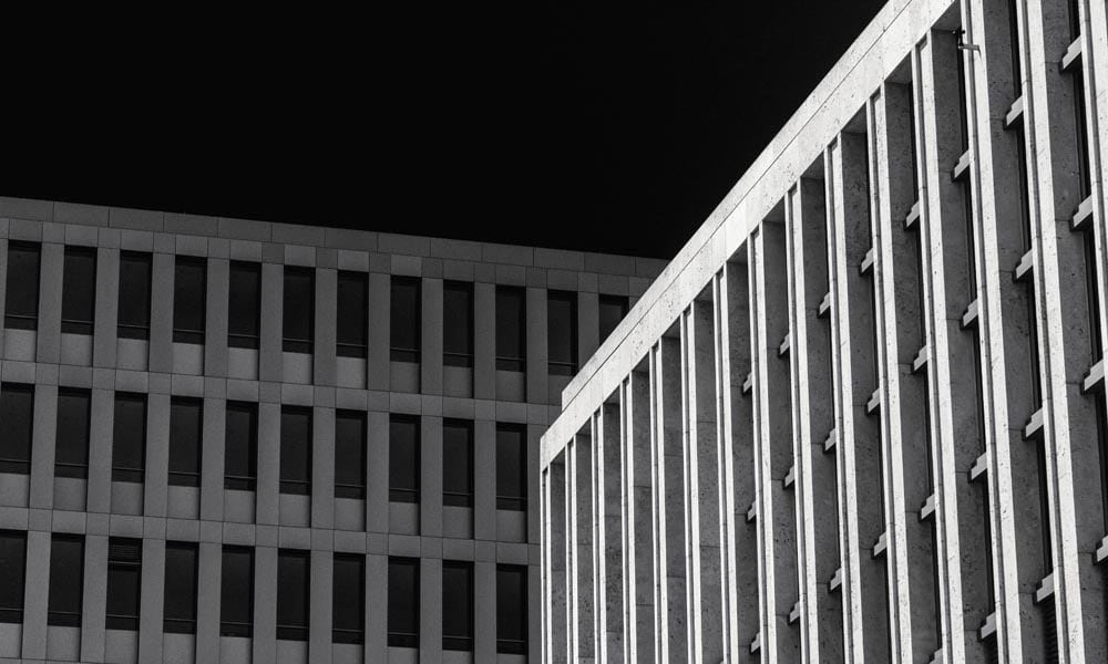 Arctitectural concrete buildings with strong shadows