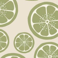Lime wallpaper with neutral background in office with iMac and desk