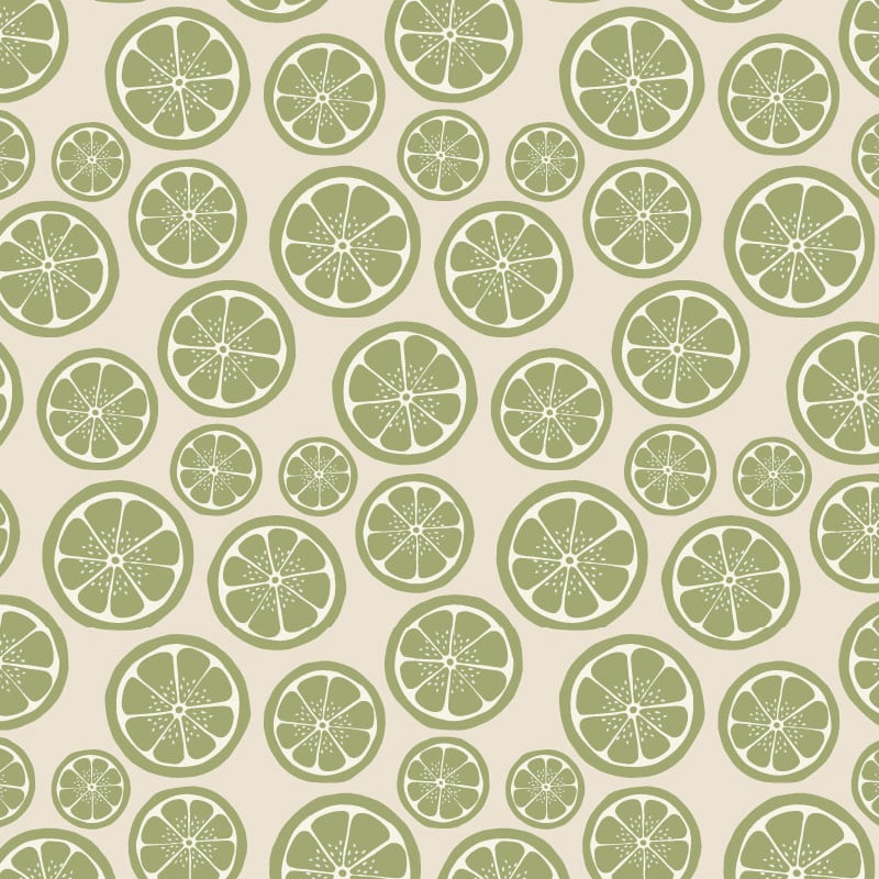 Lime wallpaper with neutral background in office with iMac and desk