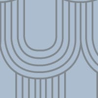 Retro style loop pattern wallpaper in blue in a living room