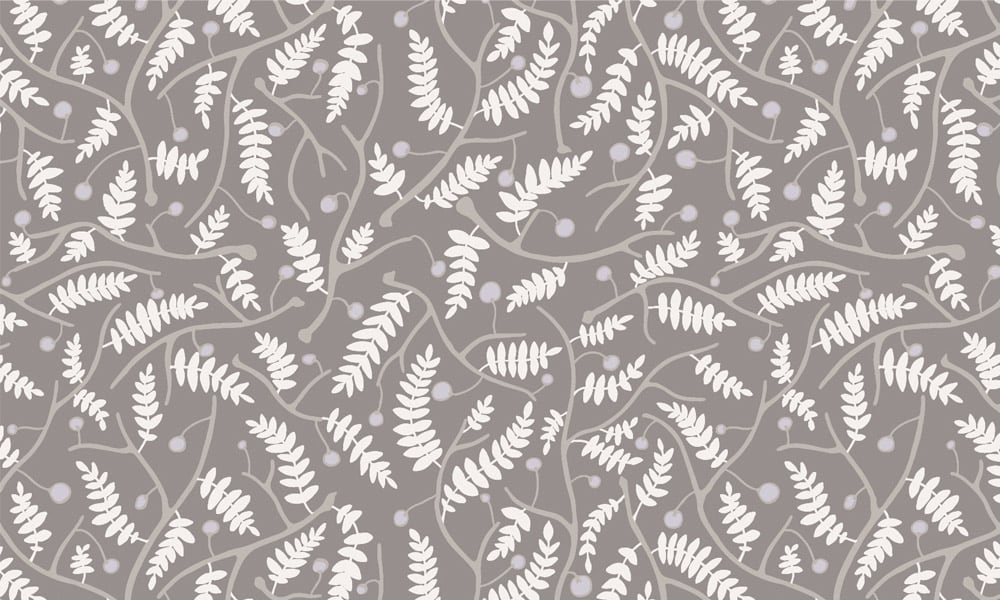Mandarin leaf wallpaper design in grey