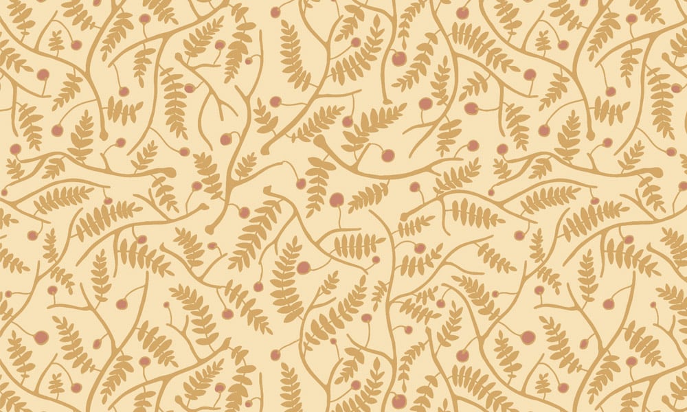 Mandarin leaf wallpaper design in honey