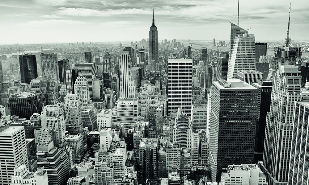 Black and white view New York's skyline