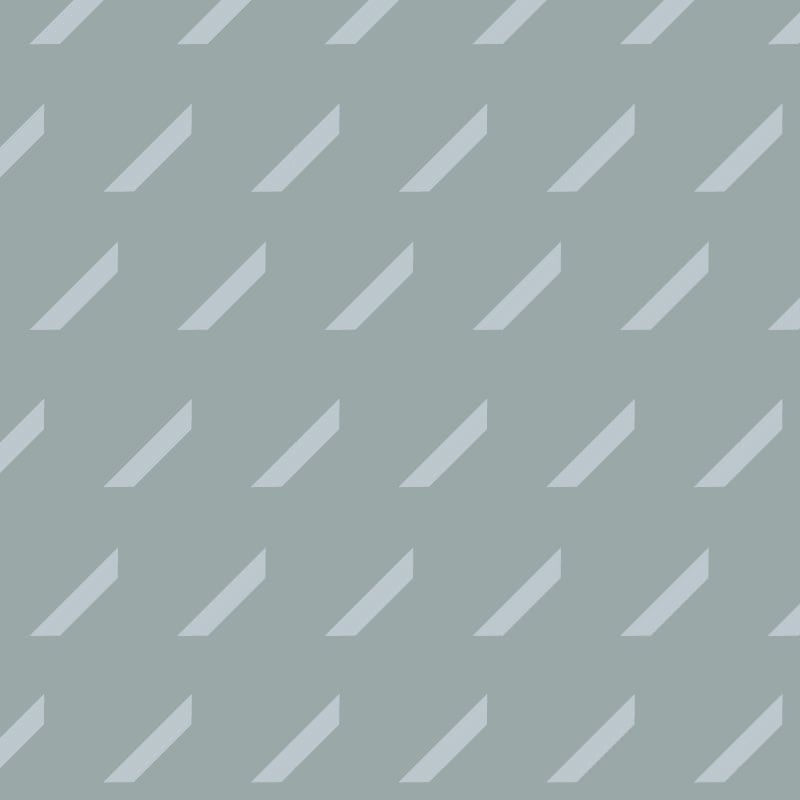 Oblique repeat pattern wallpaper in blue duck-egg in living room setting with plant and grey sofa