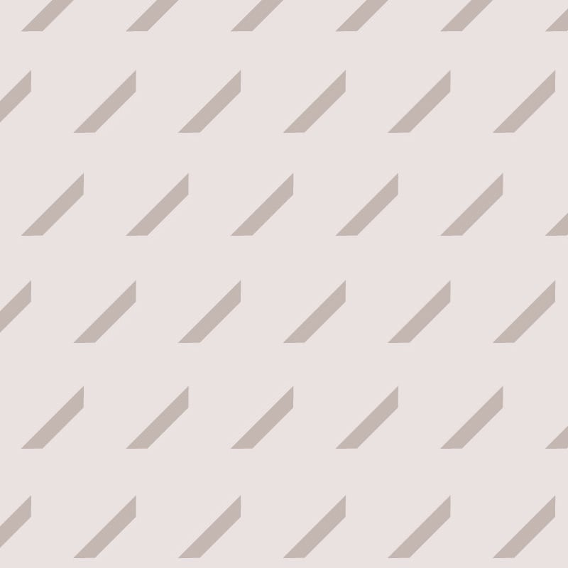 Oblique repeat pattern wallpaper in oyster in living room setting with plant and grey sofa
