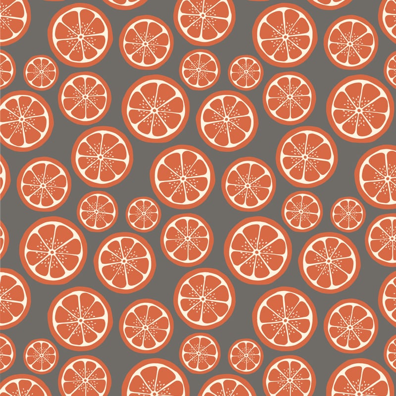 Sliced orange wallpaper with grey background in office with desk