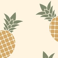 Pineapple wallpaper design in yellow with grey chair and picture frame