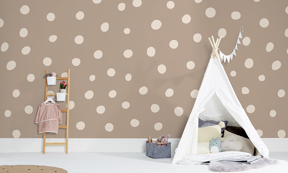 Camel polka dot wallpaper in a large size with a ladder